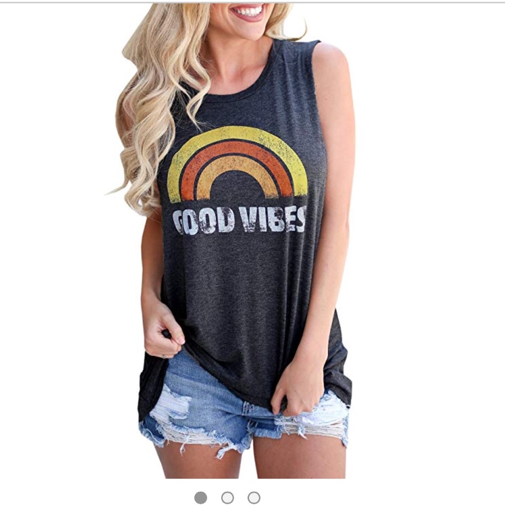 “ Good Vibes “ Retro Vintage ✌️Tank Top 🌸 - Picture 8 of 8